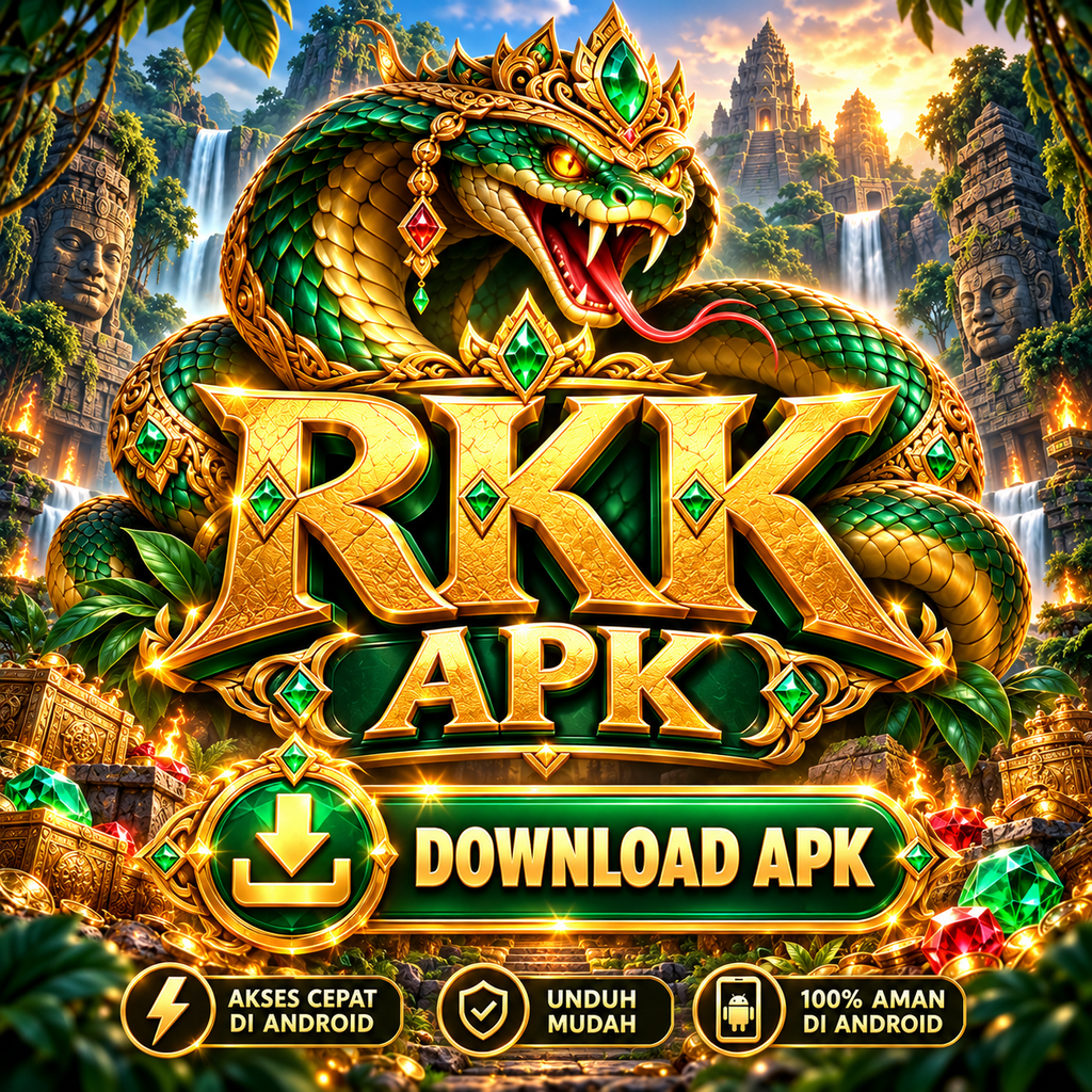 RKK APK dengan Raja Ular emas dan ikon download Android.